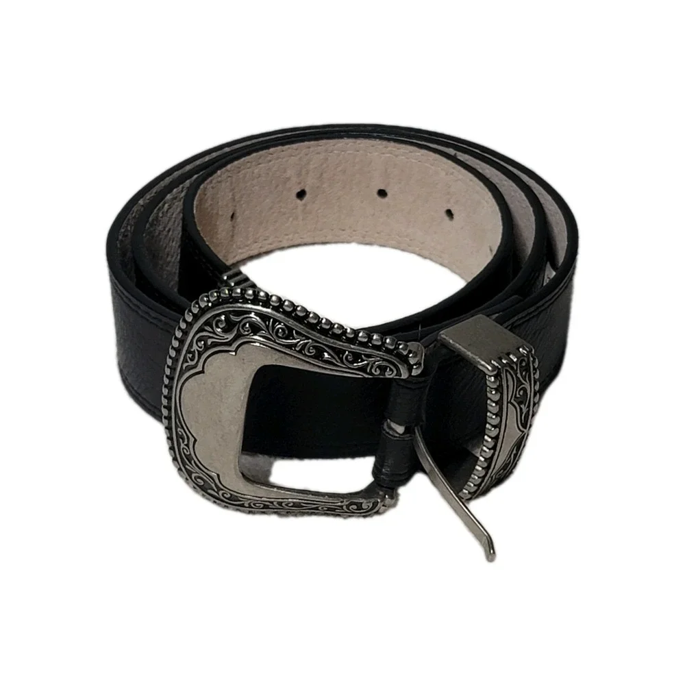 Vince‎ Camuto Women's Western Buckle Lifestyle Belt Black Leather Size M
